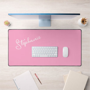 Girl Pink Script Minimalistischer Personalisierter Schreibtischunterlage