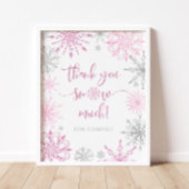 Girl pink silber Schneeflocken Danke schön Schnee Poster