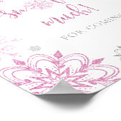 Girl pink silber Schneeflocken Danke schön Schnee Poster (Ecke)