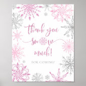 Girl pink silber Schneeflocken Danke schön Schnee Poster (Vorne)