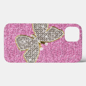Girl Pink Silver Glitzer Diamonds Butterfly Case-Mate iPhone Hülle (Rückseite (Horizontal))