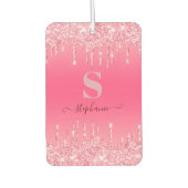 Girl Pink Sparkle Glitzer Monogram Autolufterfrischer (Vorderseite)