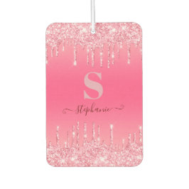 Girl Pink Sparkle Glitzer Monogram Autolufterfrischer