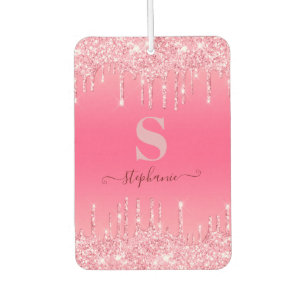 Girl Pink Sparkle Glitzer Monogram Autolufterfrischer