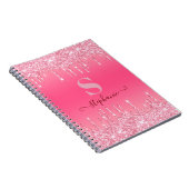 Girl Pink Sparkle Glitzer Monogram Notizblock (Rechte Seite)