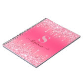 Girl Pink Sparkle Glitzer Monogram Notizblock (Linke Seite)