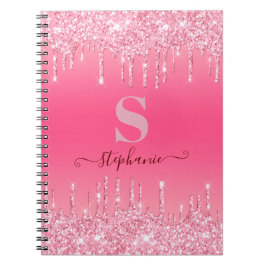 Girl Pink Sparkle Glitzer Monogram Notizblock