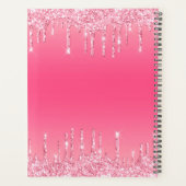 Girl Pink Sparkle Glitzer Monogram Planer (Rückseite)