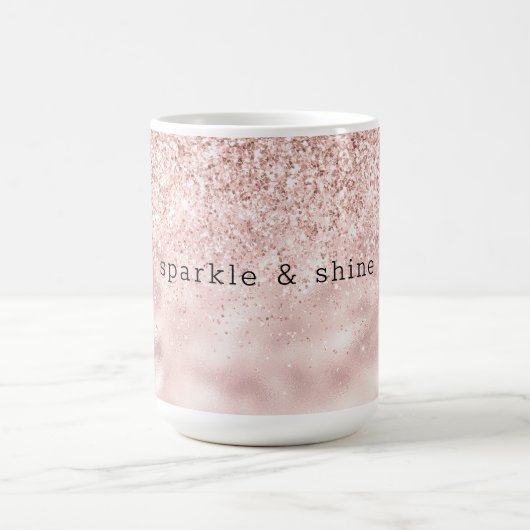 Girl Pink Sparkle Glitzer personalisiert Kaffeetasse (Mittel)