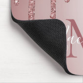 Girl Pink Sparkle Glitzer Tropfens Monogram Mousepad (Ecke)