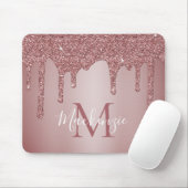Girl Pink Sparkle Glitzer Tropfens Monogram Mousepad (Mit Mouse)