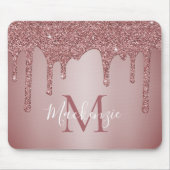 Girl Pink Sparkle Glitzer Tropfens Monogram Mousepad (Vorne)