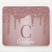 Girl Pink Sparkle Glitzer Tropfens Monogram Mousepad (Vorne)