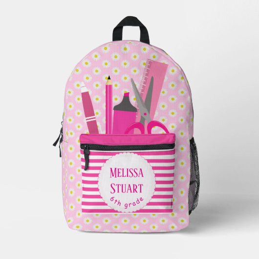 Girl Pink Stationeries für ihre Print Cut Sew Bag Bedruckter Rucksack (Vorderseite)
