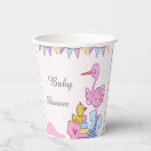 Girl Pink Stork Baby Shooting Cup Pappbecher (Vorderseite)