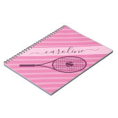 Girl Pink Striped Tennis Racket Ball Spieler Name Notizblock (Linke Seite)