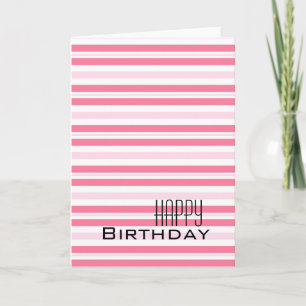 Girl Pink Stripes Birthday Karte