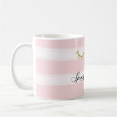 Girl Pink Stripes Gold Glitzer Eyelashes Kaffeetasse (Links)