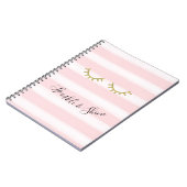 Girl Pink Stripes Gold Glitzer Eyelashes Notizblock (Linke Seite)