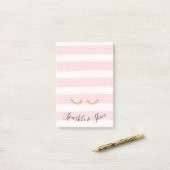 Girl Pink Stripes Gold Glitzer Eyelashes Post-it Klebezettel (Auf Schreibtisch)