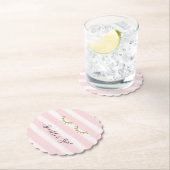 Girl Pink Stripes Gold Glitzer Eyelashes Untersetzer (Vor Ort)