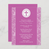 Girl Pink Taufe Einladung (Vorne/Hinten)