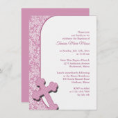 Girl Pink Taufe Einladung (Vorne/Hinten)