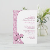 Girl Pink Taufe Einladung (Stehend Vorderseite)