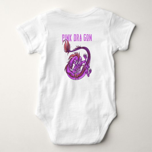 Girl Pink und Pink Dra Gon - Comic Style Dragon Baby Strampler (Rückseite)