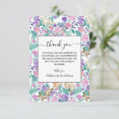 Girl Pink Violet Lila Gold Aquarellfarben Blume Dankeskarte (Stehend Vorderseite)