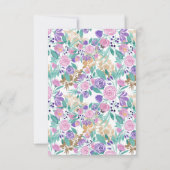 Girl Pink Violet Lila Gold Aquarellfarben Blume Dankeskarte (Rückseite)