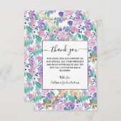 Girl Pink Violet Lila Gold Aquarellfarben Blume Dankeskarte (Vorne/Hinten)