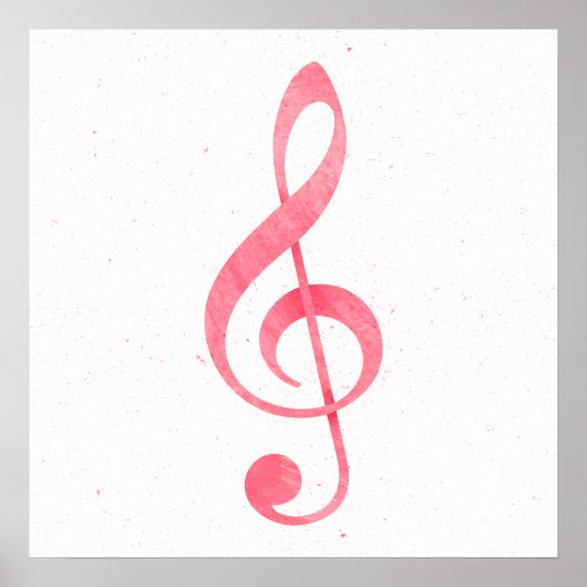 Girl Pink Wasserfarbenmalerei Musiknote Treble Cle Poster (Vorne)