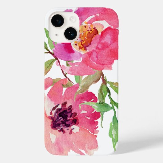 Girl Pink Watercolor Floral Pattern Case-Mate iPhone Hülle (Rückseite)