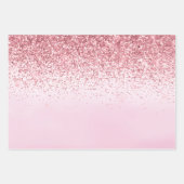 Girl Pink Watercolor Glitzy Sparkle Glitzer Geschenkpapier Set (Vorderseite)