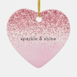 Girl Pink Watercolor Glitzy Sparkle Glitzer Keramik Ornament