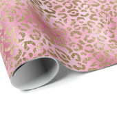 Girl Pink Watercolor Gold Leopard Print Geschenkpapier (Rolleneckpunkt)