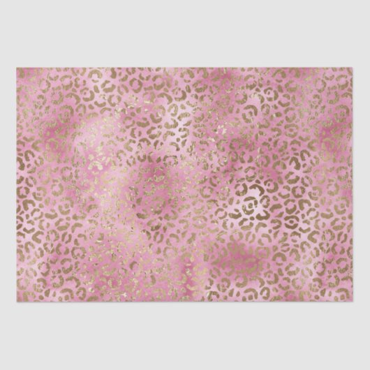 Girl Pink Watercolor Gold Leopard Print Seidenpapier (Vorderseite)
