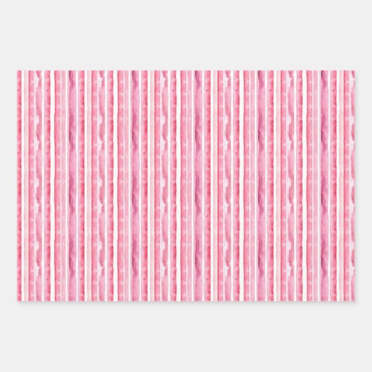 Girl Pink White Black Stripes Geschenkpapier Set (Vorderseite 2)