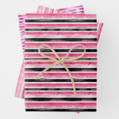 Girl Pink White Black Stripes Geschenkpapier Set (Beispiel)