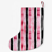 Girl Pink White Black Stripes Kleiner Weihnachtsstrumpf (Rückseite)