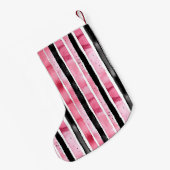 Girl Pink White Black Stripes Kleiner Weihnachtsstrumpf (Rückseite (Hängend))