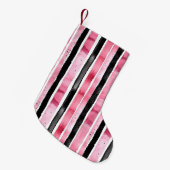 Girl Pink White Black Stripes Kleiner Weihnachtsstrumpf (Vorderansicht (hängend))