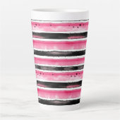 Girl Pink White Black Stripes Milchtasse (Vorderseite)