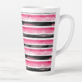 Girl Pink White Black Stripes Milchtasse (Rechts)