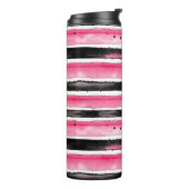 Girl Pink White Black Stripes Thermosbecher (Nach links gedreht)