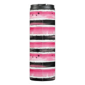 Girl Pink White Black Stripes Thermosbecher (Rückseite)