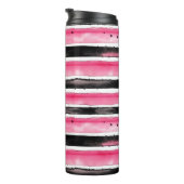 Girl Pink White Black Stripes Thermosbecher (Nach rechts gedreht)