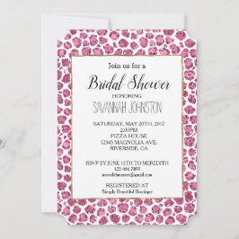 Girl Pink White Glam Glitzer Leopard Print Einladung