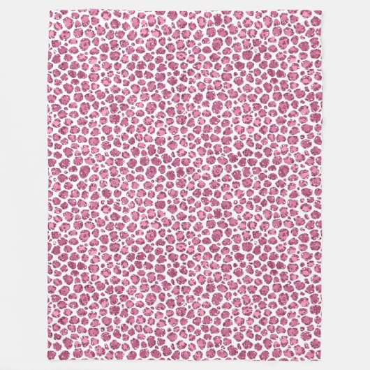 Girl Pink White Glam Glitzer Leopard Print Fleecedecke (Vorderseite)